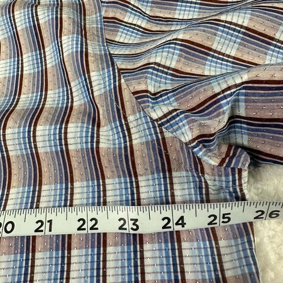 Tommy Bahama Men's XL 100% Silk Long Sleeve Button Up Blue Brown Dot Plaid Fall - Picture 8 of 9